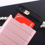 Wholesale iPhone 7 Plus Card Pocket Hybrid Case (RoseGold)
